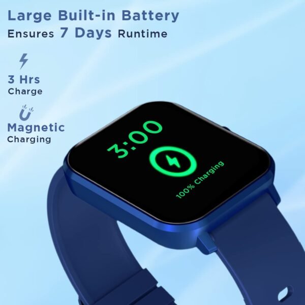 pTron Force X11 Bluetooth Calling Smartwatch with 1.7" Full Touch Color Display, Real 24/7 Heart Rate Tracking, Multiple Watch Faces, 7Days Runtime, Health/Fitness Trackers & IP68 Waterproof (Blue)
