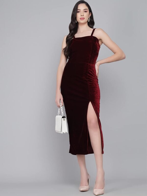 Vaararo Women's Velvet Bodycon Maxi Party Dress