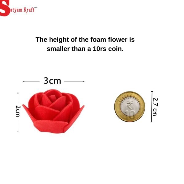 SATYAM KRAFT 50 Pcs Artificial Rose Fake Flowers Water Floating Flowers,Festival and Events, Home, Bedroom, Anniversary, Deepawali Decoration Items and DIY Craft (Foam Material) (Red)