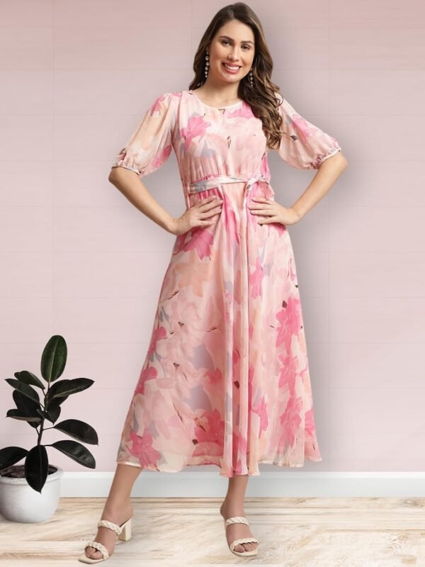 Preneum Women's Georgette A-Line Standard Length Dress