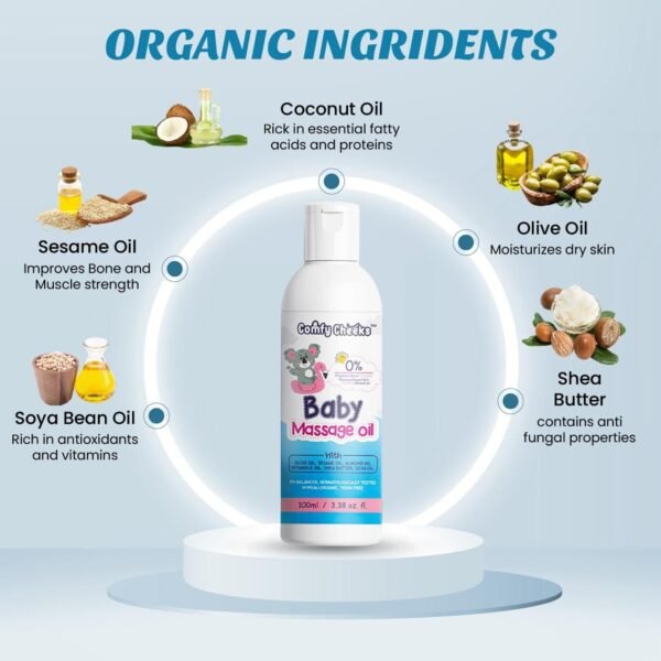Comfy Cheeks | Organic Baby Care Combo of Baby Daily Lotion | Baby Massage Oil | Tear Free Baby Body Wash And Shampoo | Perfect For Baby| Age 0 to 10 yrs | Combo of 3 Products