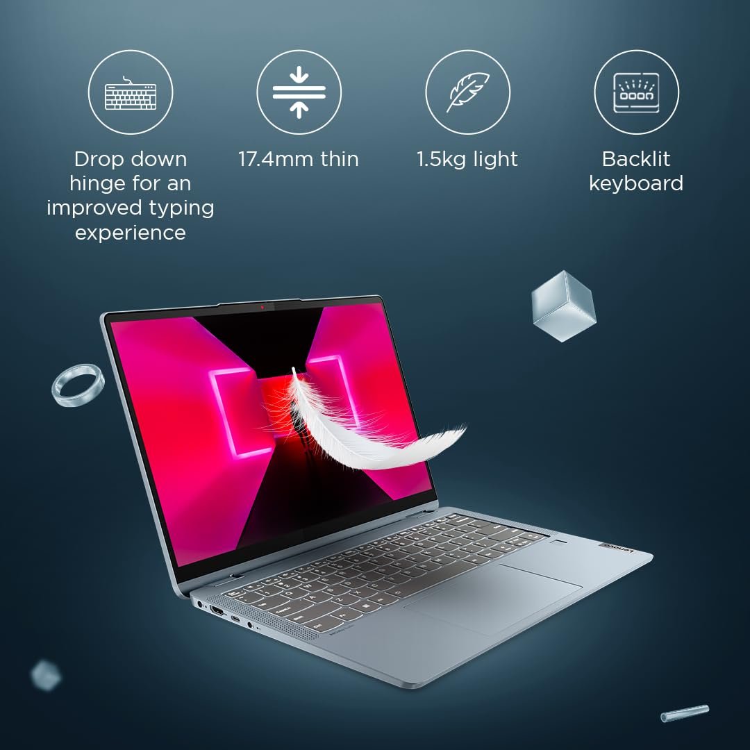 Lenovo IdeaPad Flex 5 AMD Ryzen 5 5500U 14" (35.56cm) WUXGA IPS 2-in-1 Convertible Touchscreen Laptop (16GB/512GB SDD/Win11/Office 2021/Backlit/FPR/3months Game Pass/Storm Grey/1.55Kg), 82R9005JIN