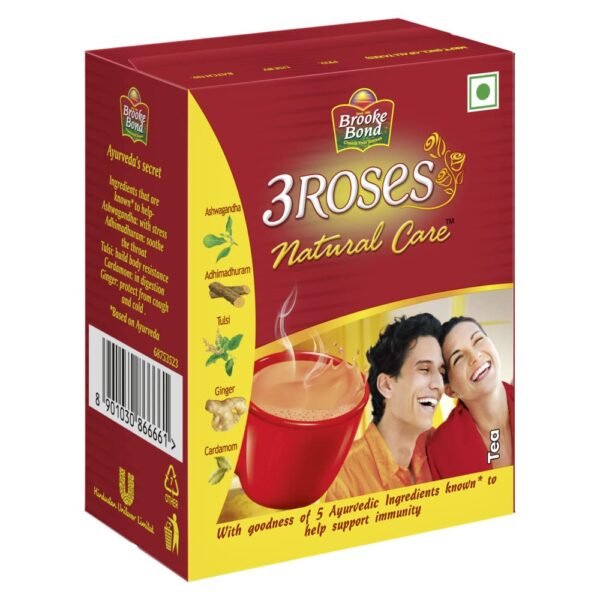 Brooke Bond Red Label Ginger, Brooke Bond 3 Roses Natural Care Tea, With 5 Ayurvedic Ingredients, 100 Gram, Powder