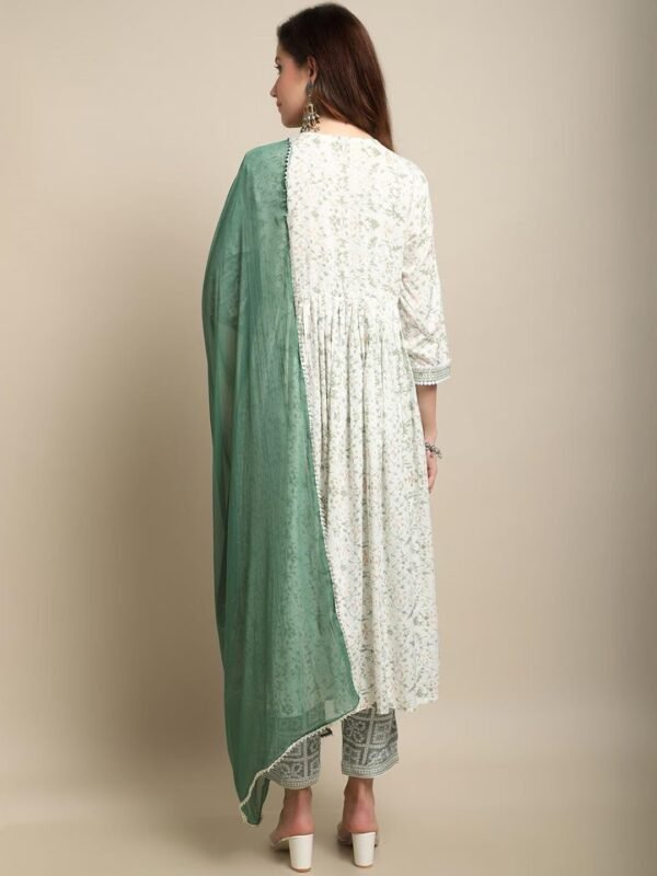 Amayra Women's Rayon Nayra Cut Embroidered Kurta Pant With Dupatta Set