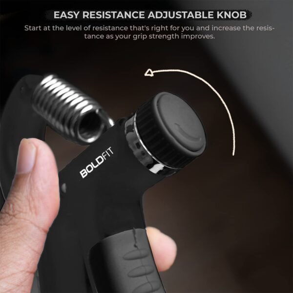 Boldfit Adjustable Hand Grip Strengthener, Hand Gripper for Men & Women for Gym Workout Hand Exercise Equipment to Use in Home for Forearm Exercise, Finger Exercise Power Gripper (5-60 Kg) Black