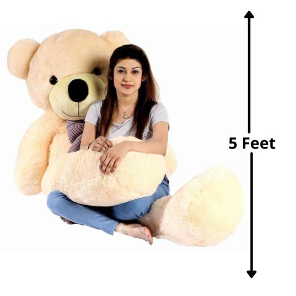 Hug N Feel 5 Feet Cream Giant Teddy Bear Soft, Plush, and Cuddly Stuffed Animal for Kids, Birthdays, Anniversaries, Valentine's Day, and Special Occasions Large Huggable