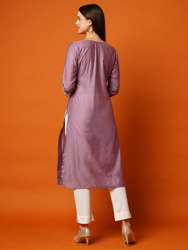 GoSriKi Women's Cotton Blend Straight Chikankari Embroidered Kurta