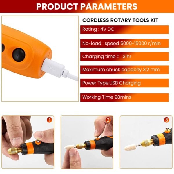 Verilux® 45pcs Mini Cordless Drill Machine, 900Ah USB Rechargeable 3 Speed Small Drill Machine for Craft, Drill Machines for Eng