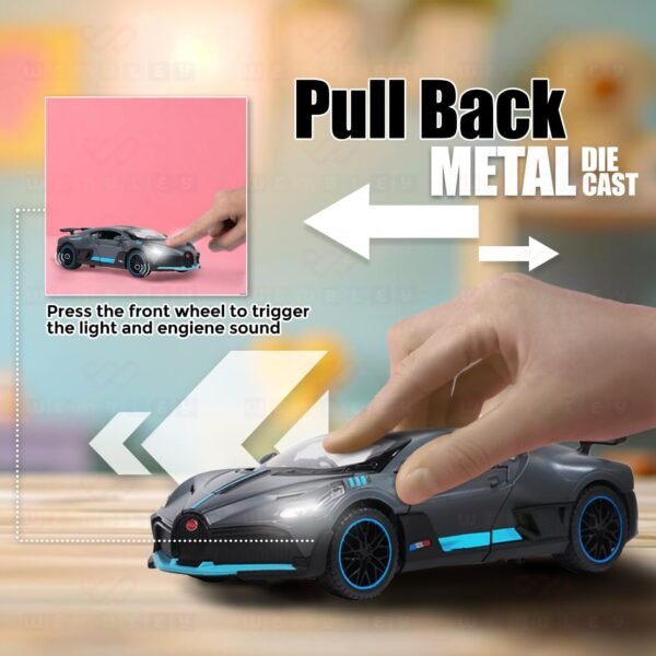 Wembley Pull Back Car Toy Die-cast Model Car 1:32 Scale Metal Car Pull Back Toy Vehicle with Openable Doors & Light Engine Sound Realistic Collectible Car Boys Kids 3+ Years & Above – Grey
