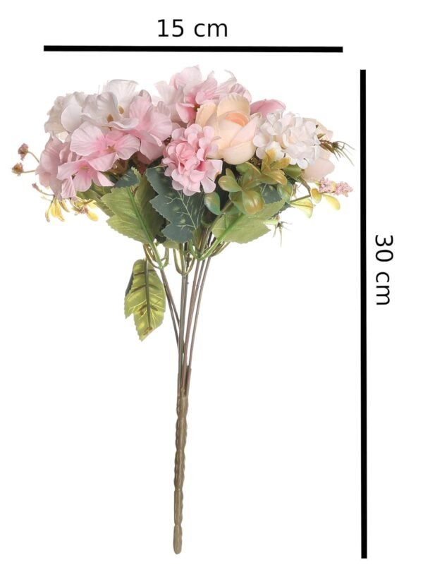 SATYAM KRAFT 1 Pcs Artificial Head Rose Peony Fake Flowers Sticks Bunch Decorative Items for Home, Living Room, Table Decoration for Deepawali, Anniversary (Without Vase Pot) (Light Pink,Fabric)