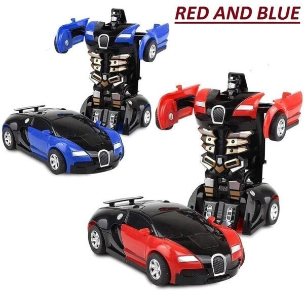 TEC TAVAKKAL Plastic Battery Operated Converting Car to Robot, Robot to Car Automatically, Robot Toy, with Light and Sound for Kids Indoor and Outdoor 3 Year, Pack of 1 (Blue)