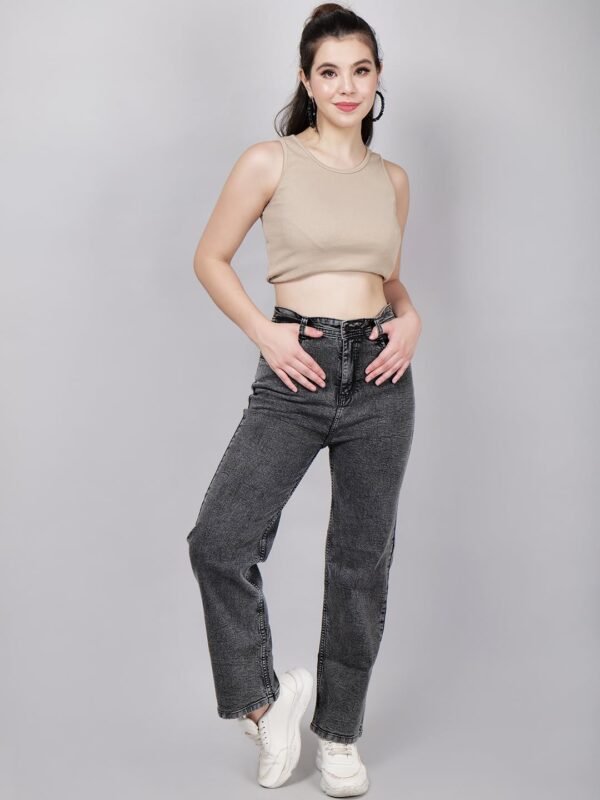 ZXN Clothing Women's Reguler Fit Modern Regular High Rise Strechable Solid Clean Look Jeans- Dark Grey…