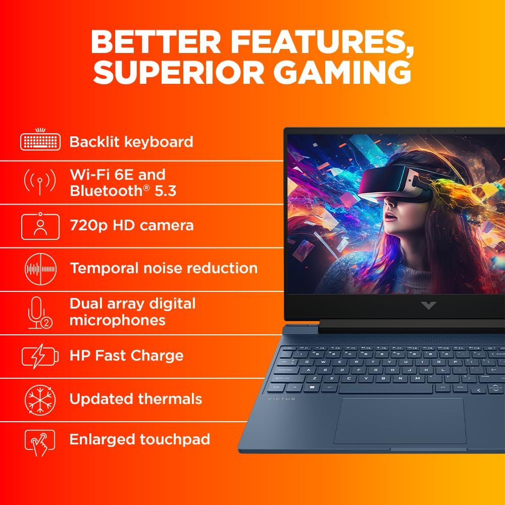 HP Victus Gaming Laptop,Windows 11 Home,AMD Ryzen 5 5600H,4Gb RTX 3050 Gpu,15.6-Inch (39.6 Cm),Fhd,IPS,144Hz,16Gb Ddr4,512Gb Ssd,Backlit Kb,B&O,9Ms Response Time,Dual Speakers (Blue,2.37 Kg),Fb0106Ax