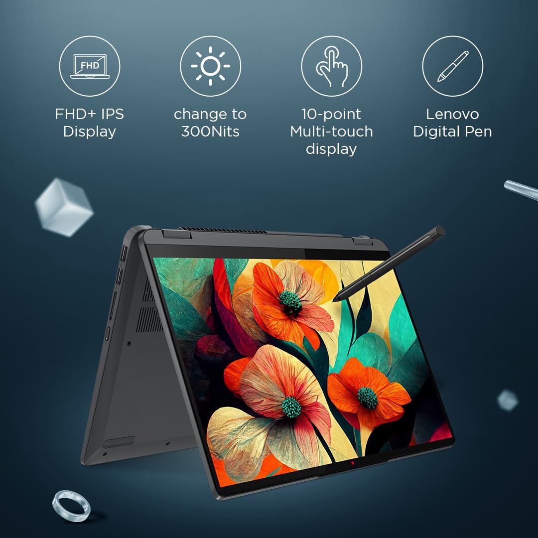 Lenovo IdeaPad Flex 5 AMD Ryzen 5 5500U 14" (35.56cm) WUXGA IPS 2-in-1 Convertible Touchscreen Laptop (16GB/512GB SDD/Win11/Office 2021/Backlit/FPR/3months Game Pass/Storm Grey/1.55Kg), 82R9005JIN