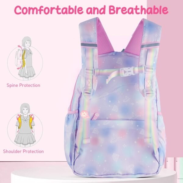 PALAY® School Backpacks for Girls Stylish School Bags for Girls Kids 7-12 Years Old Cartoon Water Resistant Backpack Durable Burden Relief School Bag Children's Day Birthday Gift for Girls