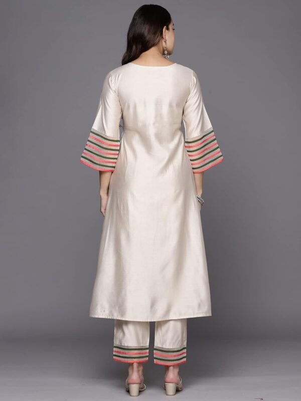 INDO ERA Women's Embroidered Viscose A-Line Kurta Pant Set