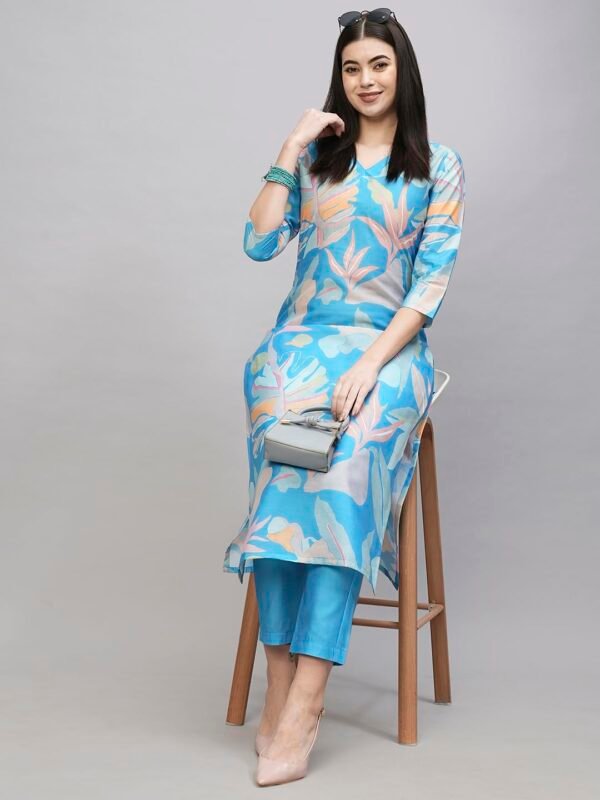 ANNI DESIGNER Women's Chanderi Straight Printed 2Pc Kurta Set
