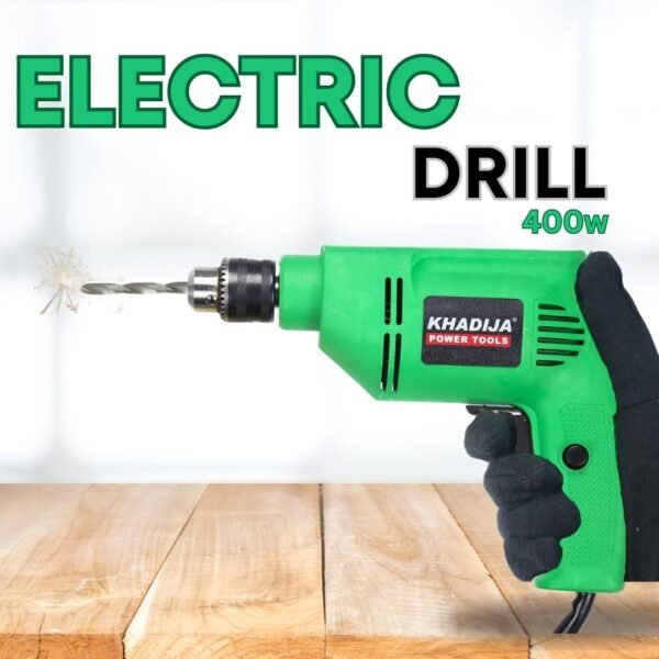 KHADIJA 10mm 400W Reverse Forward Rotation Drill Machine with Masonry Bit and 13 Piece HSS Drill Set- Multicolour