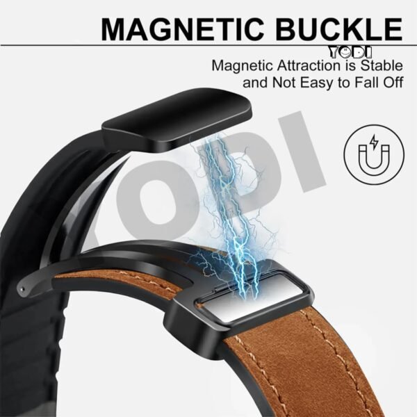 YODI 22mm Watch Strap For Fire Boltt Tank 1.85 Bsw070 | Hurricane Bsw034,| Pioneer Bsw073, Syska Boltt Sw200, Pebble Cosmos Luxe, Fastrack Reflex Charge smartwatch, Genuine Leather Hybrid Watch band with Magnet Folding Buckle for men women