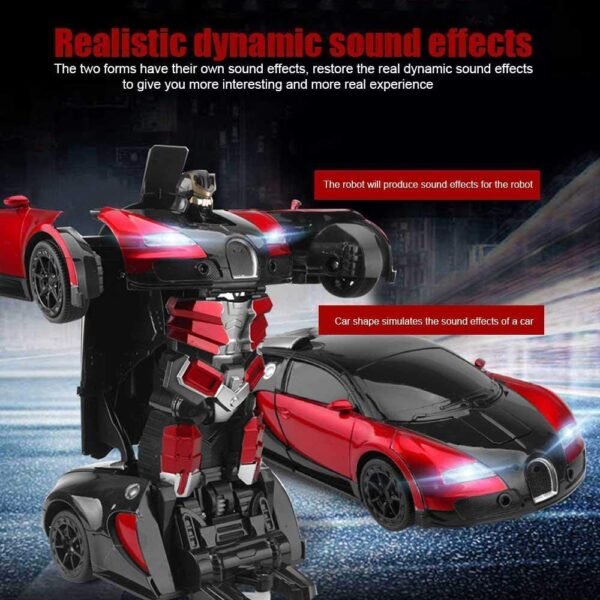 TEC TAVAKKAL Plastic Battery Operated Converting Car to Robot, Robot to Car Automatically, Robot Toy, with Light and Sound for Kids Indoor and Outdoor 3 Year, Pack of 1 (Red)