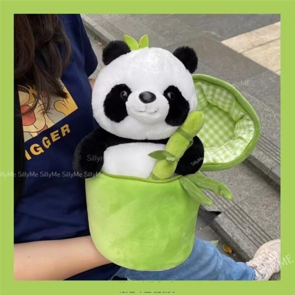 SILLYME Cute Panda Plush Toy in Bamboo - Panda Teddy Bear Kawaii Panda - Birthday Gift - Soft Stuffed Animal Toy - Bunny (Green)