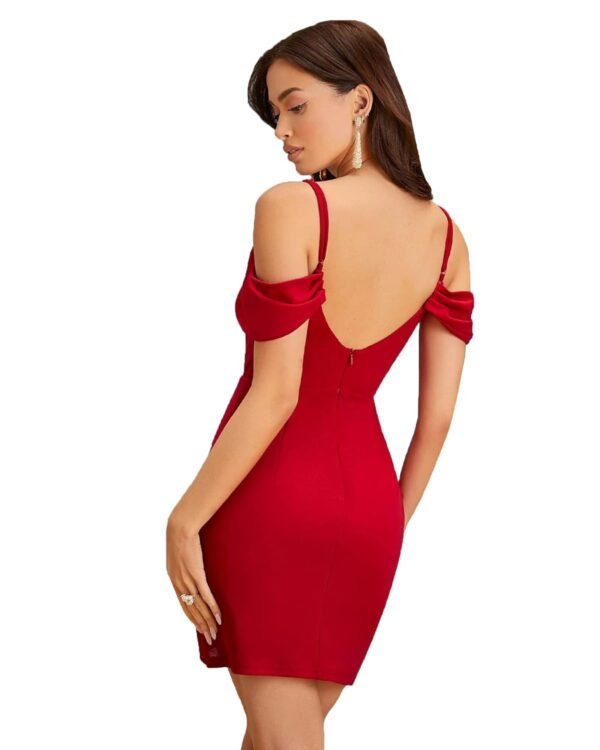 ADDYVERO V-Neck Sleeveless Cotton Blend Solid Bodycon Knee-Length Women Dress