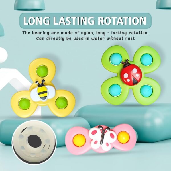 Wembley Suction Spinner Toy for Baby Bath Toys Water Toys for Kids Fidget Spinner Spinning Sensory Toddler Infant Flight Travel Toy Stick to Car Window Table Chair Birthday Return Gift for Kids 3 Pcs