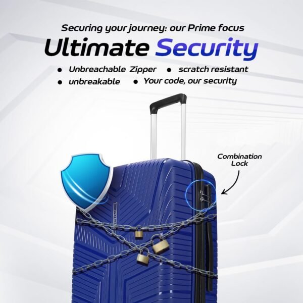 Aristocrat Prime 66 Cm Medium Polypropylene Hard-Sided 8 Spinner Check-in Trolley Bag with Combination Lock, 7 Years Warranty (Blue)