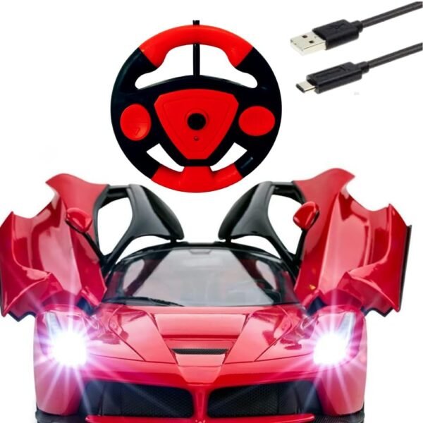 FAMOUS QUALITY Big Size Remote Controlled Sports Racer Car Toy for Kids with Openable Doors and LED Lights and Sound High Speed RC Car for Boys