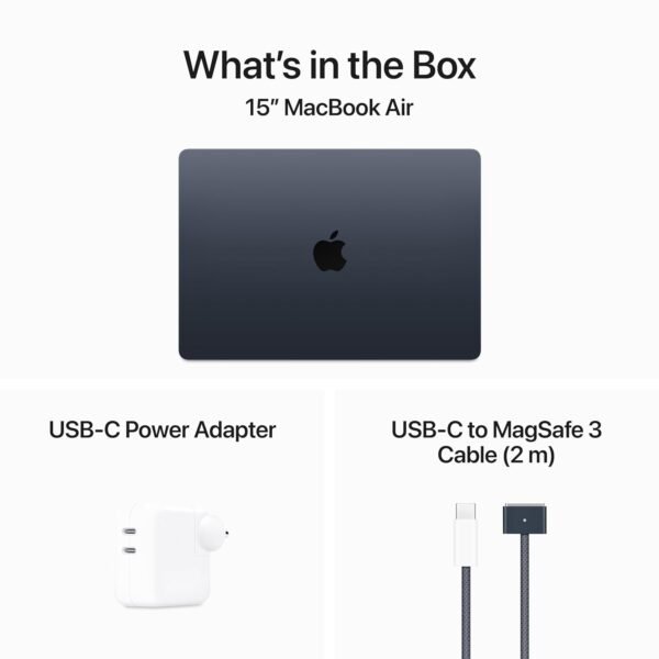 Apple 2024 MacBook Air 15″ Laptop with M3 chip: 38.91 cm (15.3″) Liquid Retina Display, 16GB Unified Memory, 512GB SSD Storage, Backlit Keyboard, 1080p FaceTime HD Camera, Touch ID- Midnight
