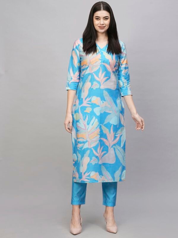 ANNI DESIGNER Women's Chanderi Straight Printed 2Pc Kurta Set