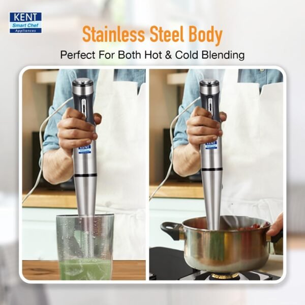 KENT 16044 Hand Blender Stainless Steel 400 W | Variable Speed Control | Easy to Clean and Store | Low Noise Operation