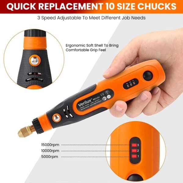 Verilux® 45pcs Mini Cordless Drill Machine, 900Ah USB Rechargeable 3 Speed Small Drill Machine for Craft, Drill Machines for Eng