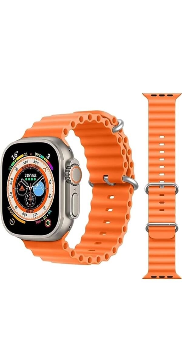 AUZU - T800 Ultra Smart Watch with Wireless Charging Smartwatch and Orange Strap Colour for Boys & Girls