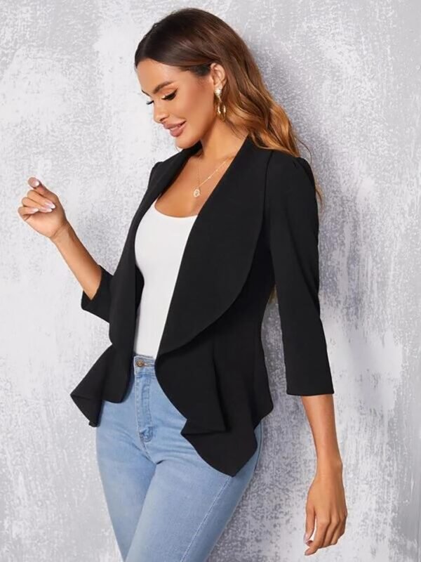 KOTTY Women's Single Breasted Relaxed Fit Shawl Collar 3/4 Sleeve Blazer