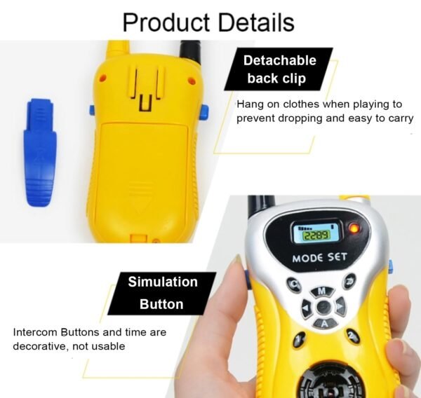 VGRASSP Walkie Talkie Toys for Kids 2 Way Radio Toy for 3-12 Year Old Boys Girls, Up to 20 Meter Outdoor Range Yellow