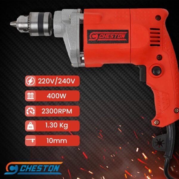 Cheston 10mm Powerful Drill Machine for Wall, Metal, Wood Drilling with 5 pcs Wall bits for Brick Wall Drilling