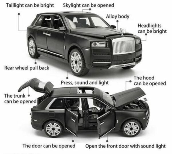 Sky Tech® Big Size Rolls-Royce Cullinan Model Car Exclusive Alloy Metal Car Pull Back Die-cast Car Toy car with Openable Doors & Light, Music Boys Gifts Toys for Kids (Cullinan 1:32)(Multi Color)