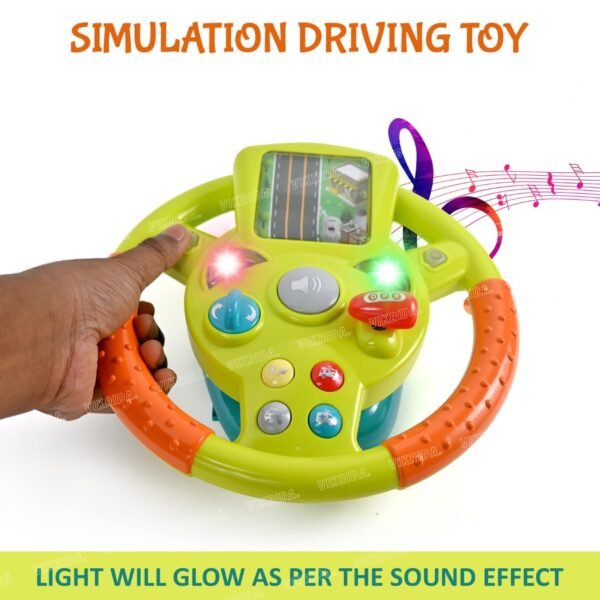VikriDA Steering Wheel Toy for Kids Simulation Driving Car Toy with Light & Sound Mode Experience The Fun of Driving Car Toys - Automatic Steering Wheel