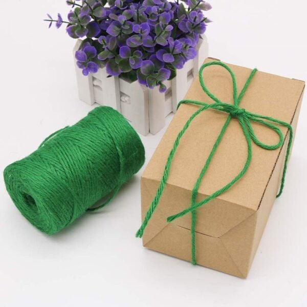 ecofynd Garden Twine, 50 Mtr 2mm Green Plant Ties, Strong Jute Twine String for Climbing Plants, Tomatoes, Crafts and Decoration, Trellising Wire for Home (2mm, 50 Meters, Dark Green)