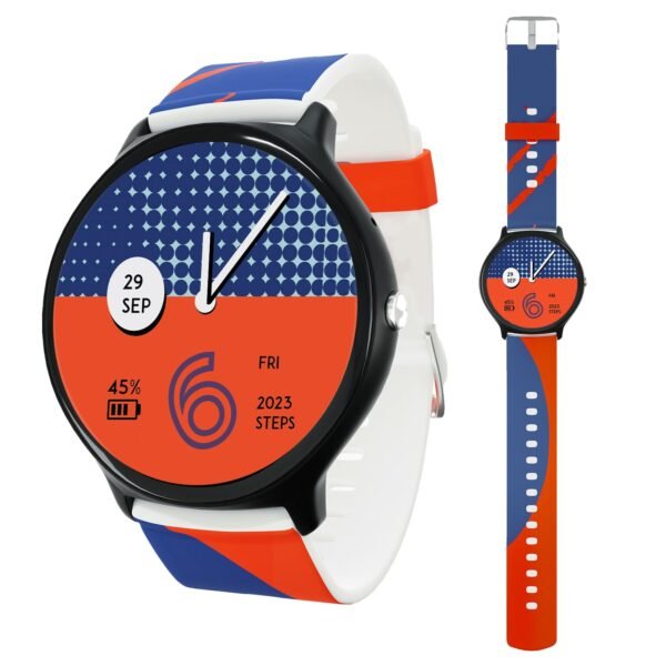 Vibez by Lifelong Fusion Smart Watch for Men & Women, 1.39” HD Display, 360*360 pixels, 550 NITS, BT Calling Smartwatch, Heart Rate Monitoring, SpO2, IP67, Multi Sports Mode (VBSW2277, Orange & Blue)
