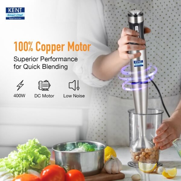 KENT 16044 Hand Blender Stainless Steel 400 W | Variable Speed Control | Easy to Clean and Store | Low Noise Operation