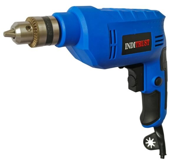 Inditrust New 6 Month Warranty 10mm Reversible Electric drill machine 450 W with 1pc Masonry 5pc Wood 6pc Hole saw 13pc HSS Woo Drill bit set (Pack of 5) Pistol Grip Drill (BLUE) 100% Copper Winding
