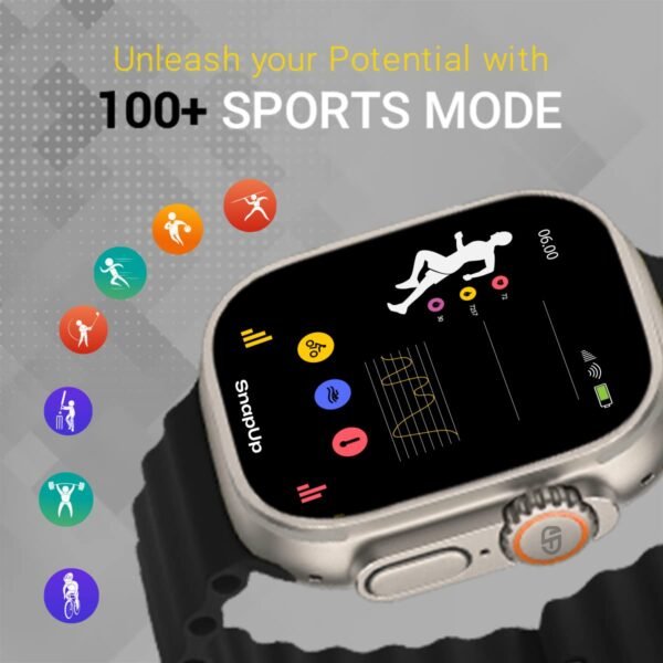 SnapUp Infinity Bluetooth Calling Smartwatch with Snap Sync, 1.99” HD Lumax Display with 600 Nits Brightness, 100+ Sports Modes, Health Suite, 150+ Smart Watch Faces - Champagne Black
