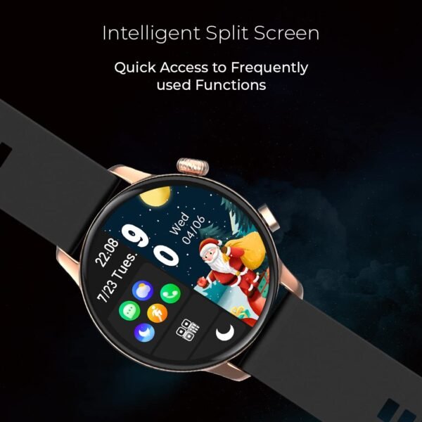 (Refurbished) GIZMORE GizFit Glow AMOLED with 3.4 Cm | Always-ON | 550 NITS Brightness | BT Calling Smartwatch (Black Silicone)
