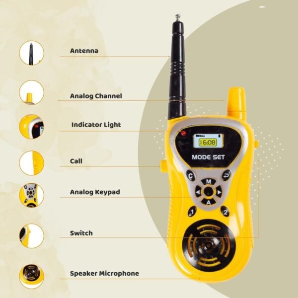 mQFIT Walkie Talkie Toys for Kids 2 Way Radio Toy for 3-12 Year Old Boys Girls, Up to 20 Meter Outdoor Range Yellow