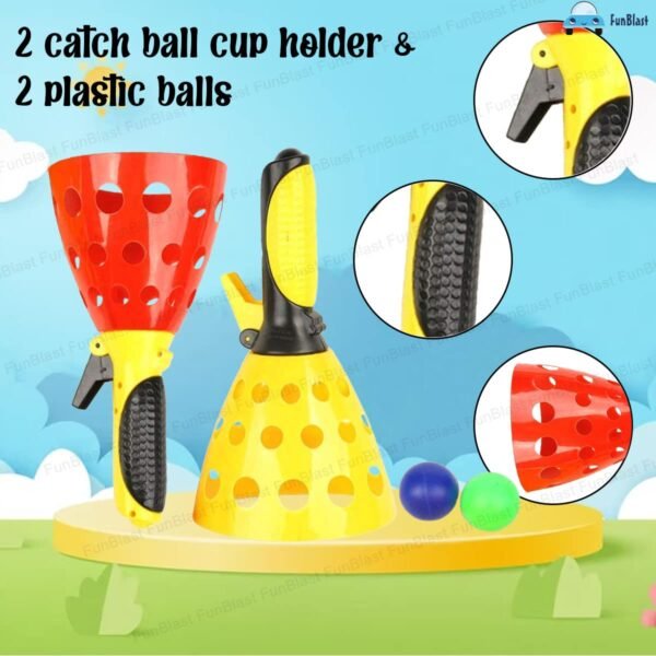 FunBlast Click and Catch Twin Ball Game Indoor Outdoor Toy Set, Pop & Catch Ball Play Fun Boys & Girls (Color May Vary)