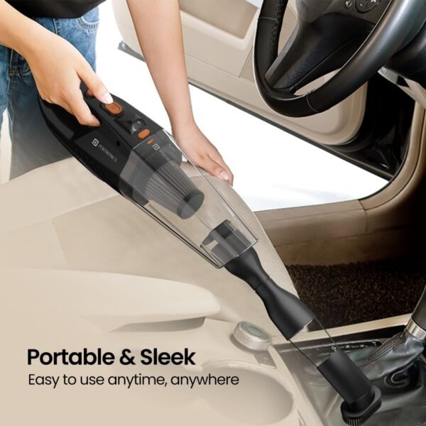 Portronics Mopcop Rechargeable Handheld Vacuum Cleaner for Home & Car, Washable HEPA Filter, Multi-Function Nozzles, Deep Cleaning, Cordless, Dry Vacuum, for Home Appliances (Black)