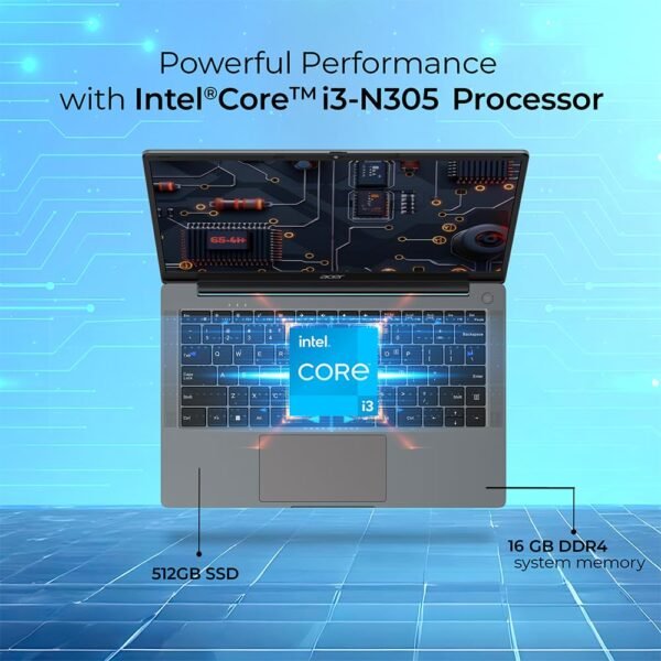 Acer Aspire 3 Intel Core i3-N305 Processor Laptop with 35.56 cm (14") Full HD LED-Backlit IPS Display (16 GB RAM/512 GB SSD/Intel Graphics/Win11 Home/38Wh) A324-31, Steel Gray, 1.45KG