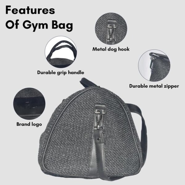 Stylish 25L Dark Grey Mesh Faux-Leather Travel Duffle & Gym Bag, Water Resistant, for Men and Women